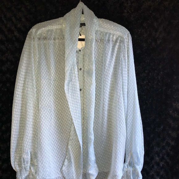 Banana Republic Dillon Sheer Clip Dot NeckTie Top - Picture 4 of 6